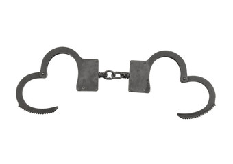 Black handcuffs isolated on white background