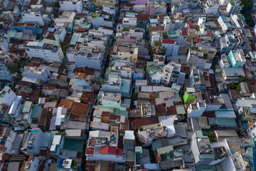 Aerial photography of rooftops and architecture Ho Chi Minh City Vietnam