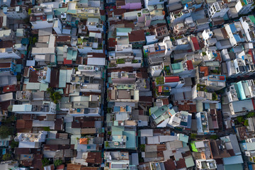 Aerial photography of rooftops and architecture Ho Chi Minh City Vietnam