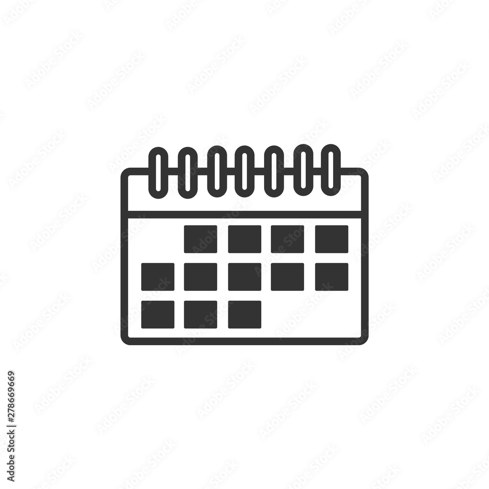 Poster calendar icon template color editable. calender on the wall symbol vector sign isolated on white bac
