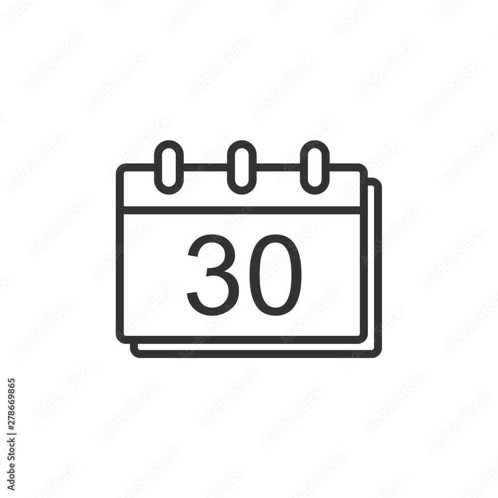 Poster calendar icon template color editable. calender on the wall symbol vector sign isolated on white bac