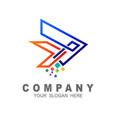 Abstract business logo icon design template with arrow, pixel icon