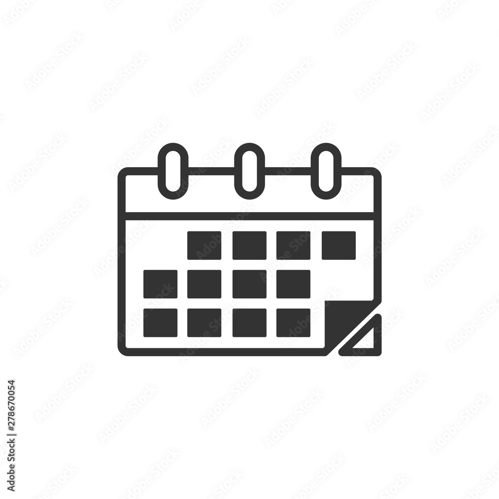 Poster calendar icon template color editable. calender on the wall symbol vector sign isolated on white bac