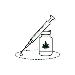 cannabis bottle product with syringe