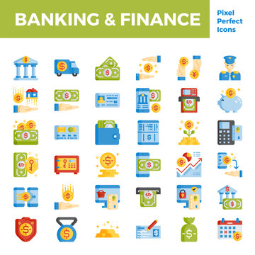 Banking and finance flat icon base on pixel perfect 64px. vector illustration