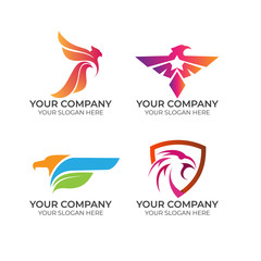 Fototapeta na wymiar eagle business logo collection with minimalist concept design vector template on white background
