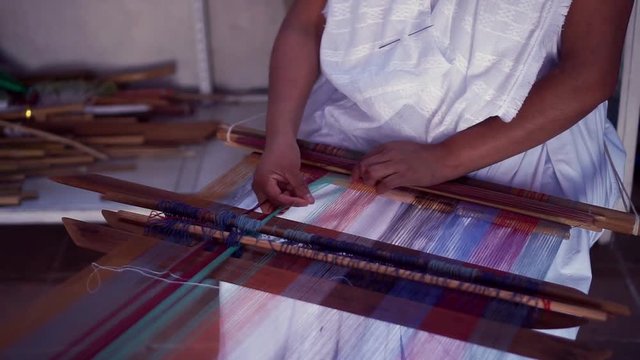 Mexican woman from Cuetzalan making typical &ldquo;huipiles&rdquo; which are a typical mexican clothing item for women