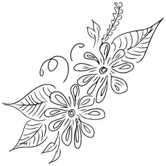 Summer tropical leaf. Floral botanical flower. Hand drawn vector illustration. Contour sketch. Tropical leaf palm icon. Hawaiian vector illustration