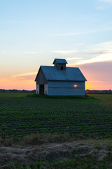 Old barn at sunset