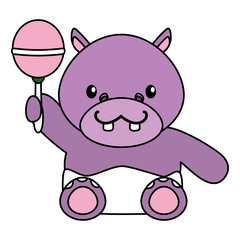 cute little hippo with maraca character