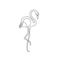 Flamingo silhouette continuous line drawing single line, beautiful bird, isolated on a white background vector illustration. Element design logo.
