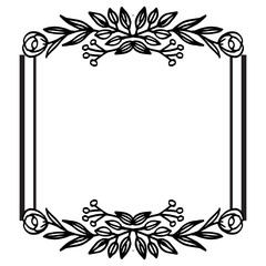 Art style modern, with drawing flower and leaves, unique frame. Vector
