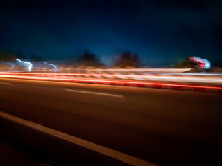 cars on highway at night