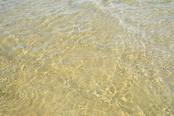 Fototapeta na wymiar beach water surface with ripple in sand beach