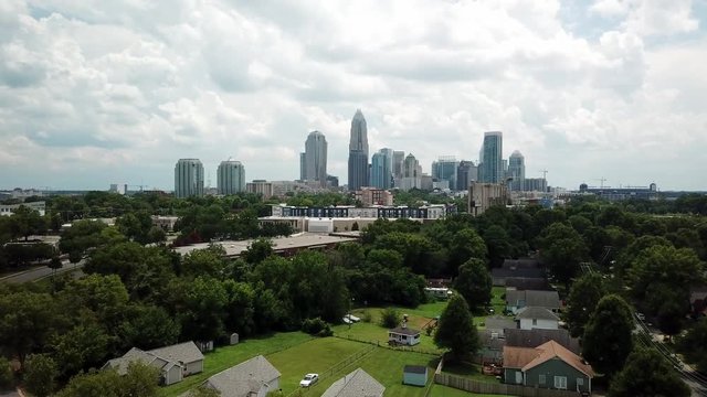 Aerial of Charlotte NC Skyline in Mecklenburg County NC