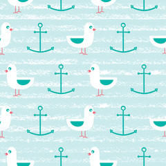 vector seamless pattern with seagull