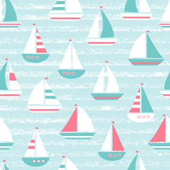 vector seamless sea pattern with ship