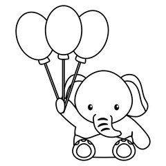 cute little elephant baby with balloons helium