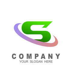 letter logo s with a simple look and company initials, swoosh icon, orbit logo