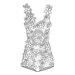 Beachwear fashion flat sketch template