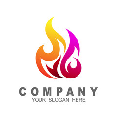 Vector illustration of fire logo, red icon with fire