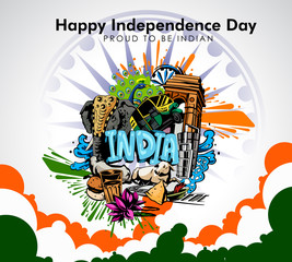 Obraz premium vector festive illustration of independence day in India celebration on August 15. 