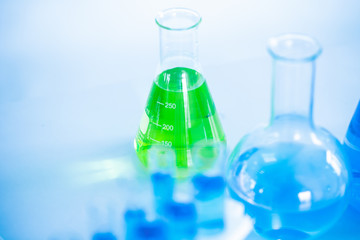 Laboratory Research Scientific Glassware For Chemical Medical Science lab background