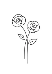Rolgordijnen Abstract minimal roses flower. One line drawing icon. © ColorValley