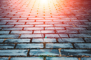 brick footpath or stone walkway with front light for go forward way concept