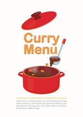 Food menu. Food template with curry pot. Japanese cuisine.