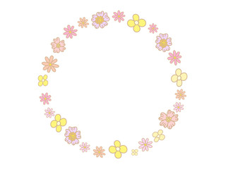 Floral circle frame, hand drawn template