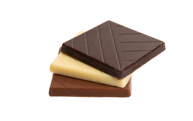 white, milk and black chocolate