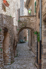 Fototapeta na wymiar Cottanello (Rieti, Italy) - A very small and charming medieval village with stone hermitage on the Rieti hills, Sabina area, Lazio region, central Italy.