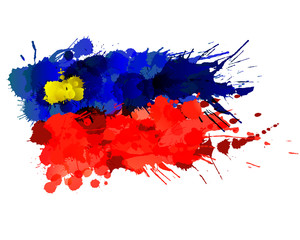 Flag of  Principality of Liechtenstein made of colorful splashes