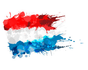 Flag of Grand Duchy of Luxembourg made of colorful splashes