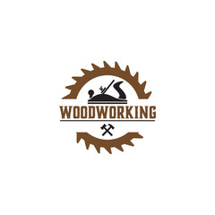 Woodworking gear logo design template vector element isolated