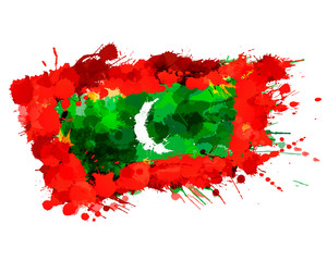 Flag of Republic of Maldives made of colorful splashes
