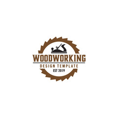 Woodworking gear logo design template vector element isolated