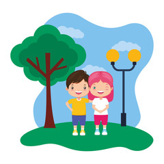 Obraz na płótnie Canvas happy boy and girl in the park