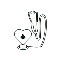heart with cannabis leaf with stethoscope