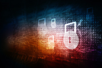 2d illustration Safety concept: Closed Padlock on digital background