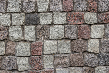 Gray building stone for paving walls and roads. Texture, background, paving stone