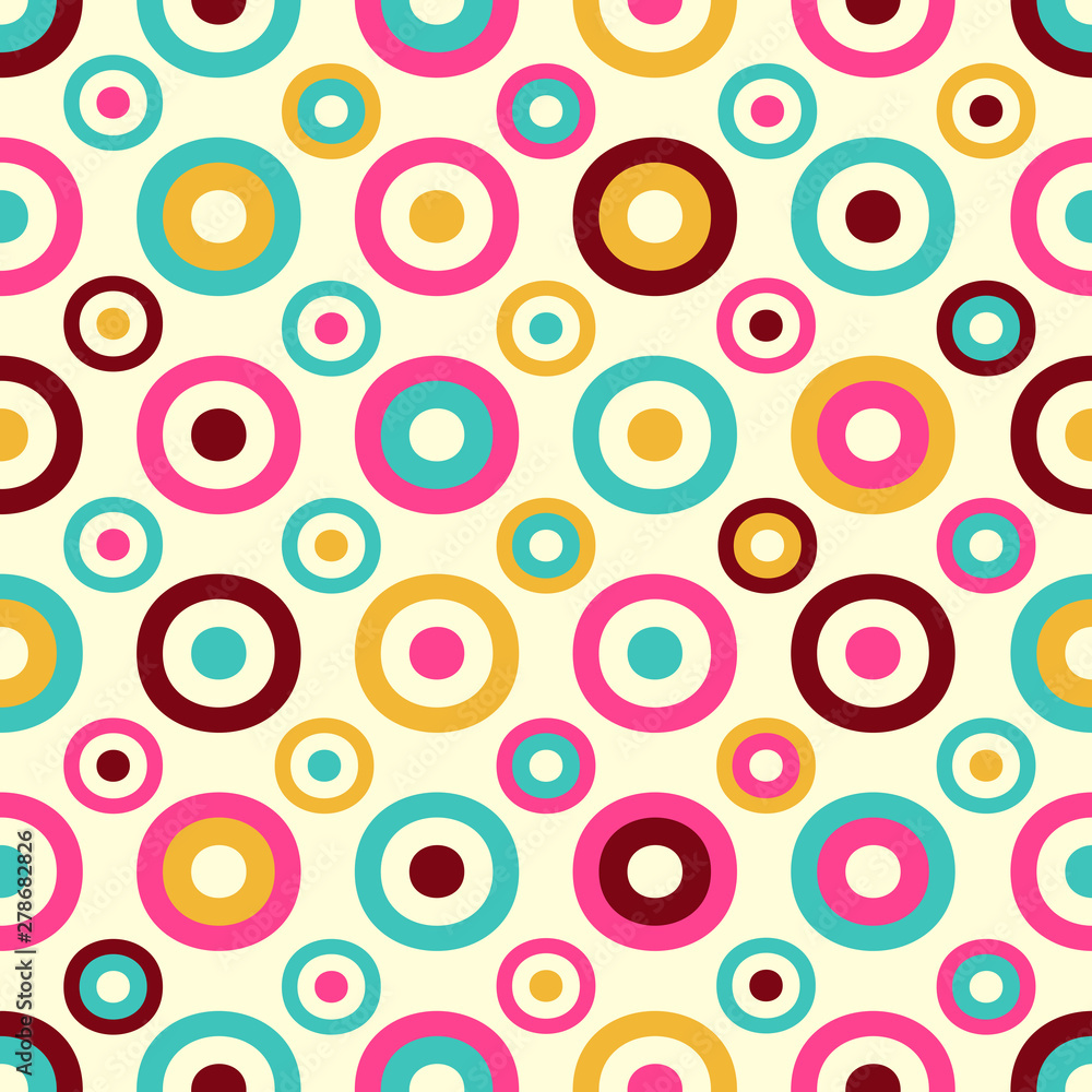 Poster seamless abstract geometric pattern with the image of rings and circles.