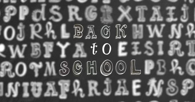 Back To School animation. Handwritten typescript with random letters of alphabet