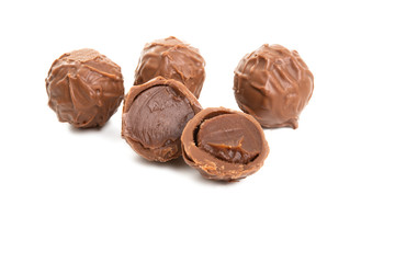 chocolate truffles isolated