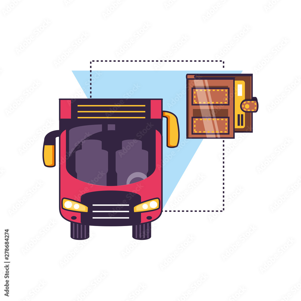 Poster bus transport vehicle with wallet