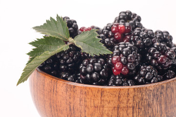 Blackberries in a wooden bowl