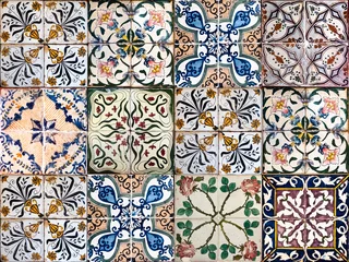 Deurstickers Marokkaanse tegels Achtergrond van vintage keramische tegels
