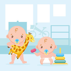 cute little babies boys with toys