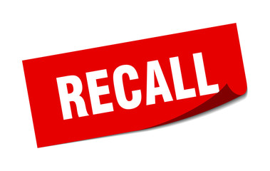 recall sticker. recall square isolated sign. recall